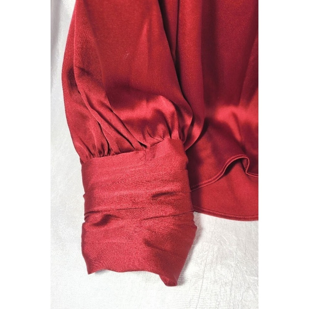 WHBM Women's‎ Long Sleeve Twisted Neck Satin Blouse - Indulgent - Size 12 - Picture 6 of 7